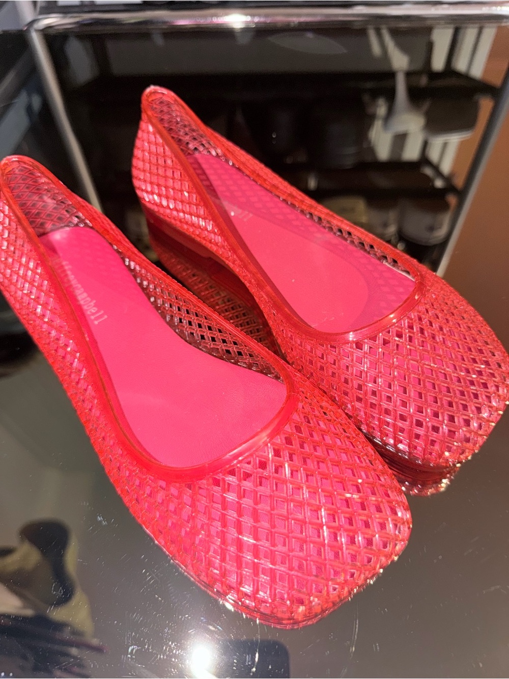 Jeffrey Campbell Red Jelly Woven Ballet Flats